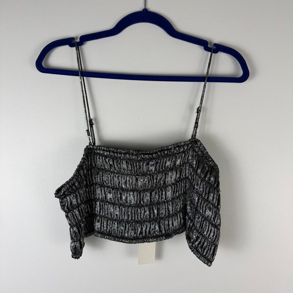 Silver and black Future Collective crop top bralette XL